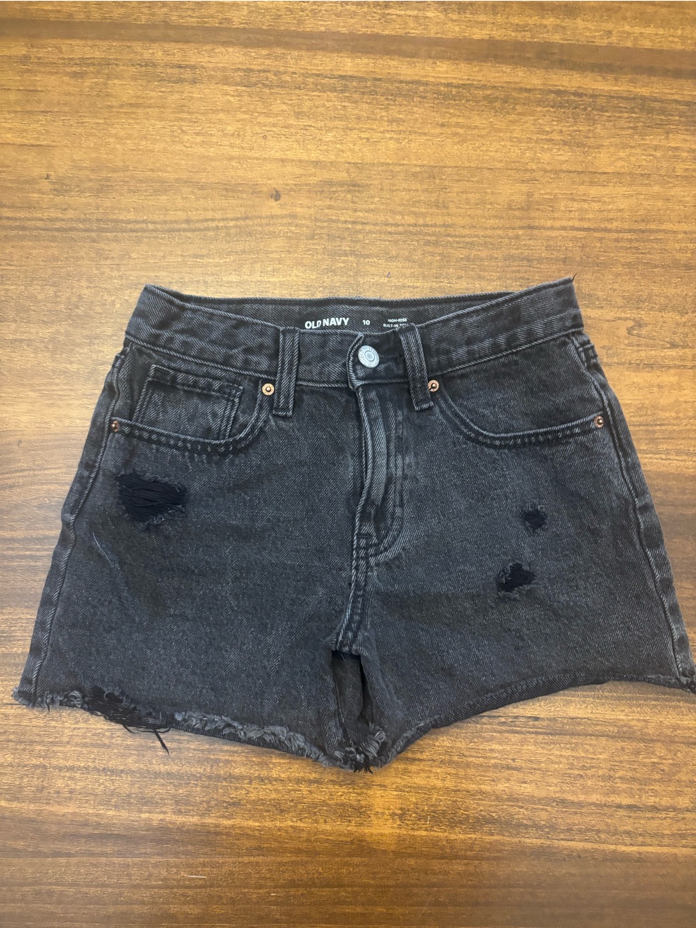 Old Navy girls size 10 high-rise Black Distressed denim shorts